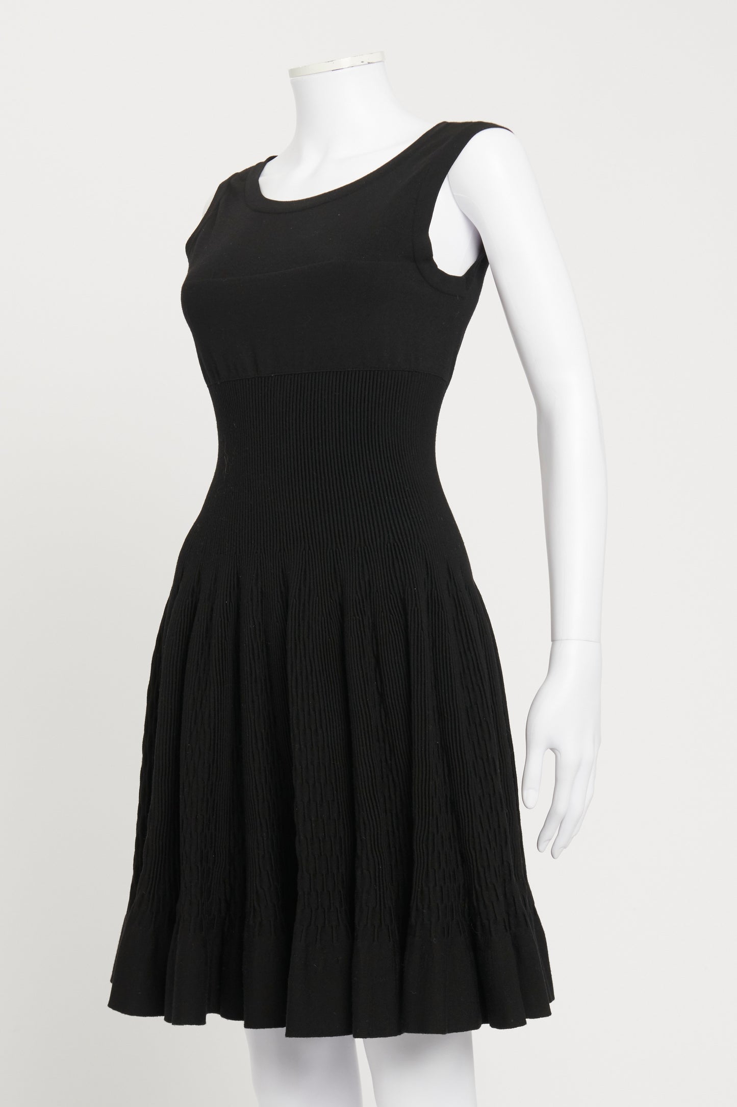 Black Wool-Blend Fit and Flare Preowned Dress