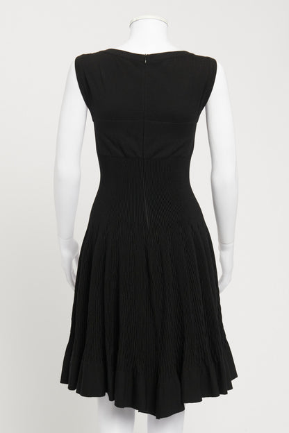 Black Wool-Blend Fit and Flare Preowned Dress