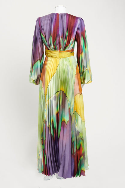Fall 2019 Multi Coloured Silk Blend Pleated Preowned Dress