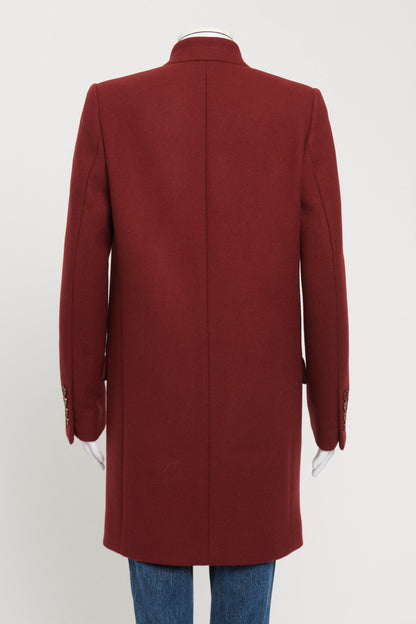 Burgundy Wool Preowned Crombie Coat