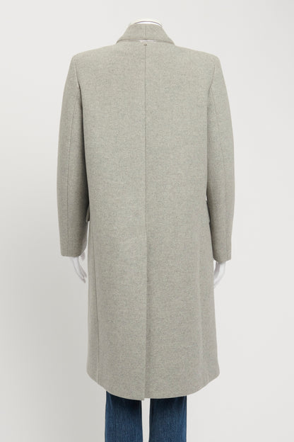 Grey Zip Detail Wool Mix Preowned Crombie Coat
