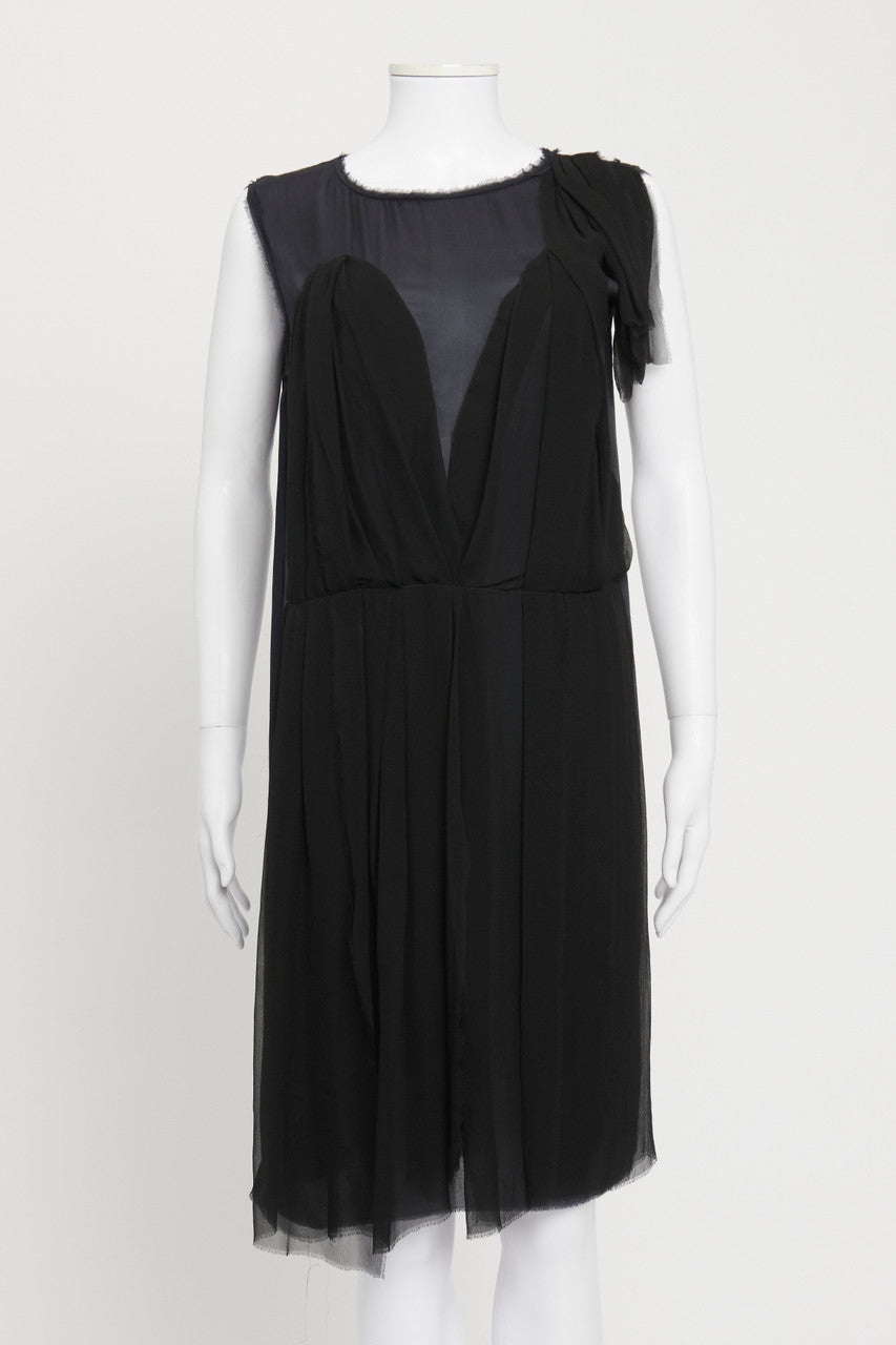 Spring 2007 Navy and Black Silk Shift Preowned Dress