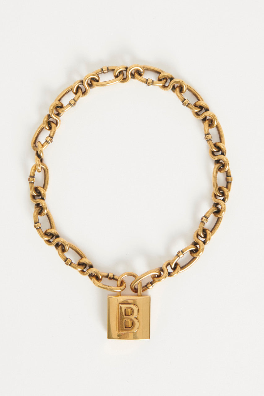 Balenciaga Brass Lock Chain Preowned Necklace