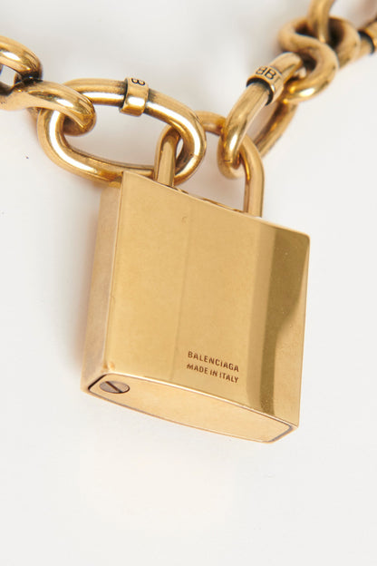 Balenciaga Brass Lock Chain Preowned Necklace