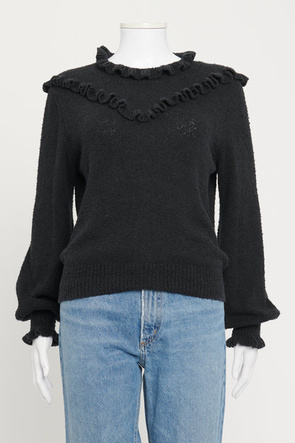 Black Cotton Frilled Preowned Jumper