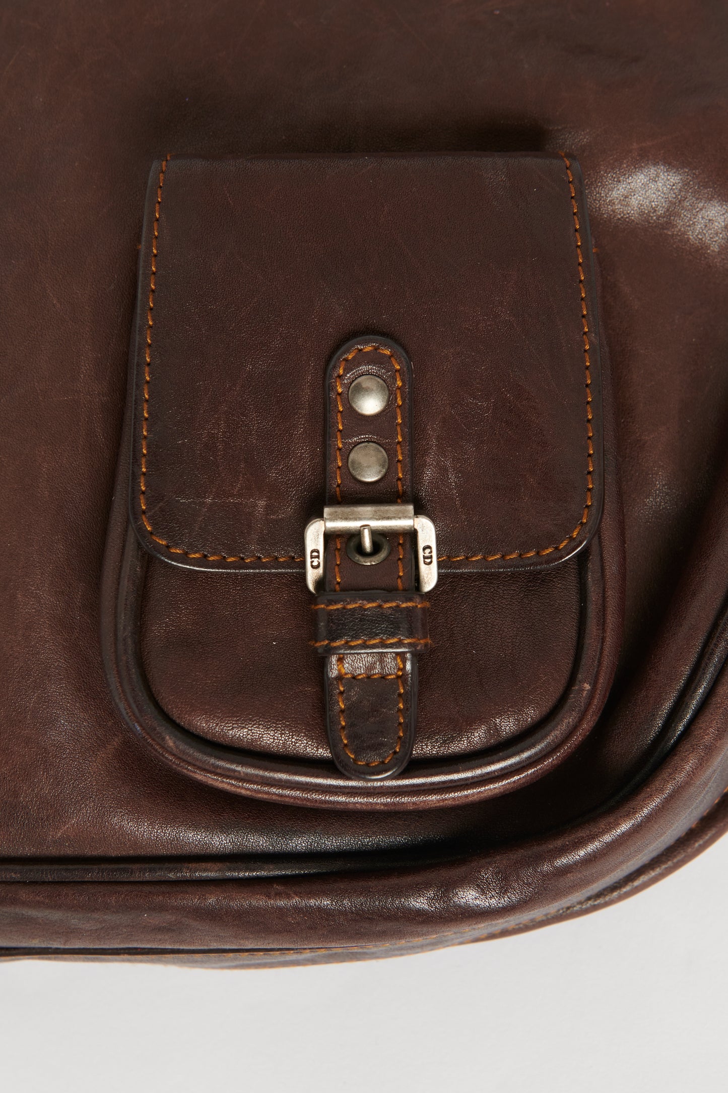 Brown Leather Gaucho Preowned Shoulder Bag