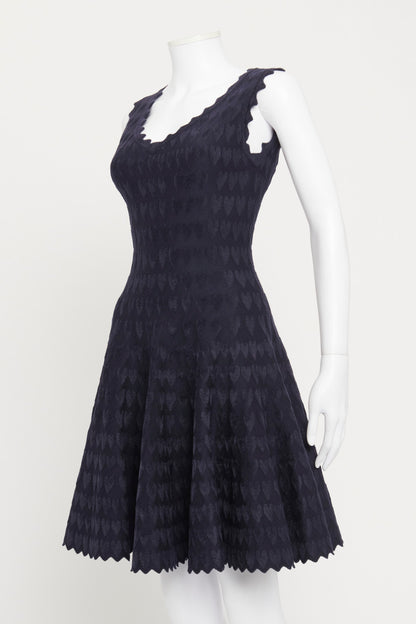 Navy Wool-Blend Fit and Flare Preowned Dress