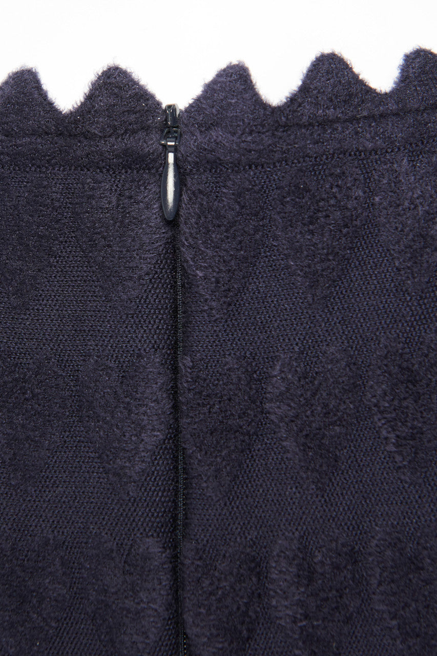 Navy Wool-Blend Fit and Flare Preowned Dress