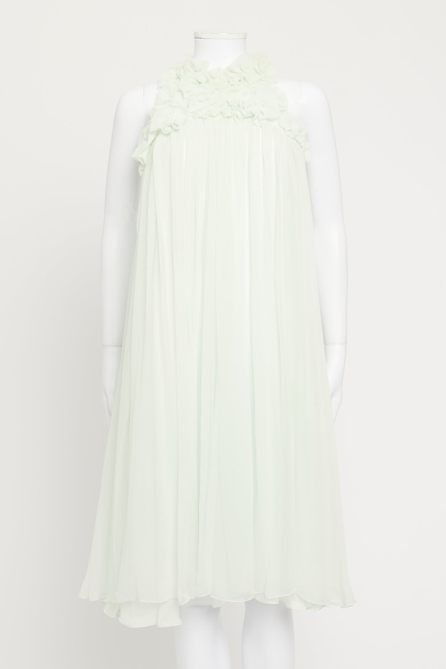 Beverly Hills Green Silk Ruffle Preowned Dress