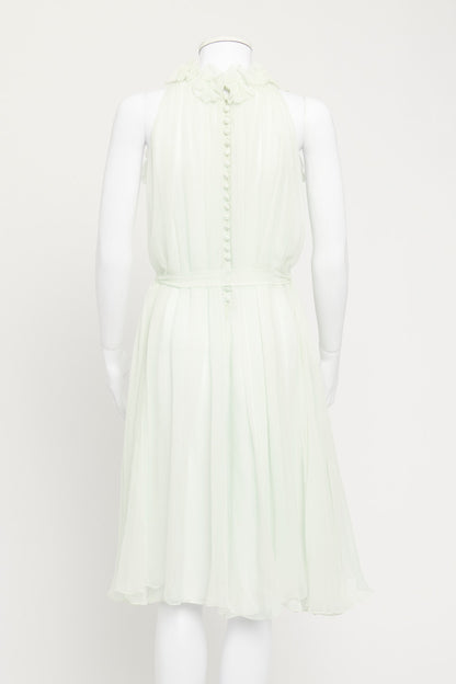 Beverly Hills Green Silk Ruffle Preowned Dress