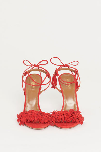 Lipstick Red Suede Wild Thing 110 Preowned Sandals