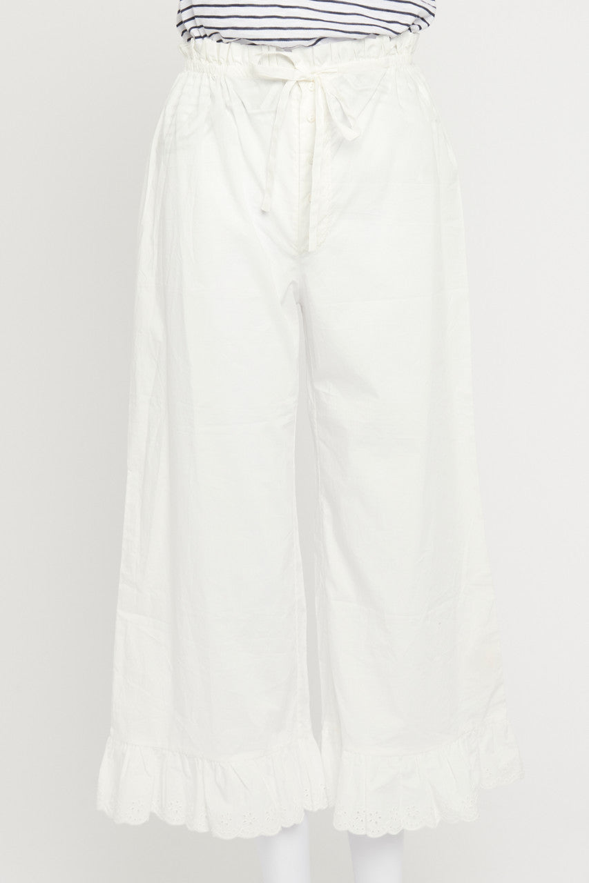 White Cotton Frilled Preowned Pyjama Trousers