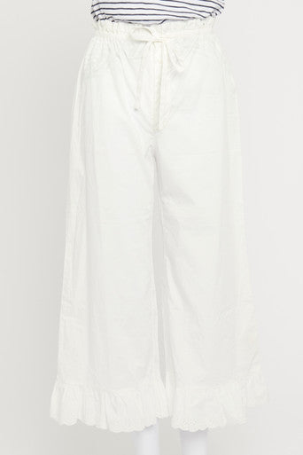 White Cotton Frilled Preowned Pyjama Trousers