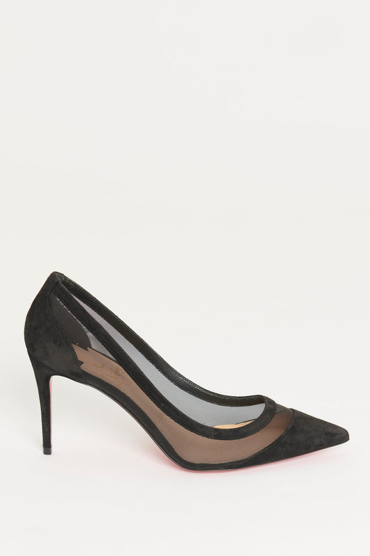 Black Suede and Mesh Galativi 85 Preowned Pumps