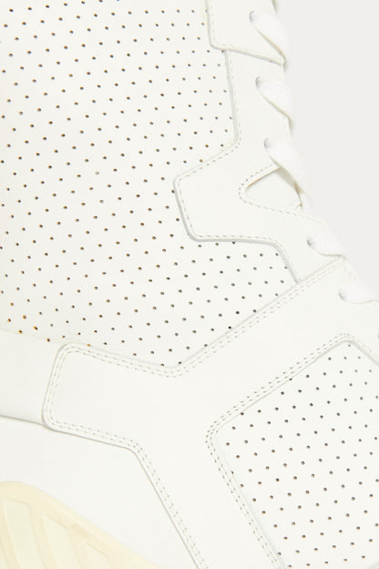 White Perforated Leather D-Fence Knee-High Preowned Sneakers