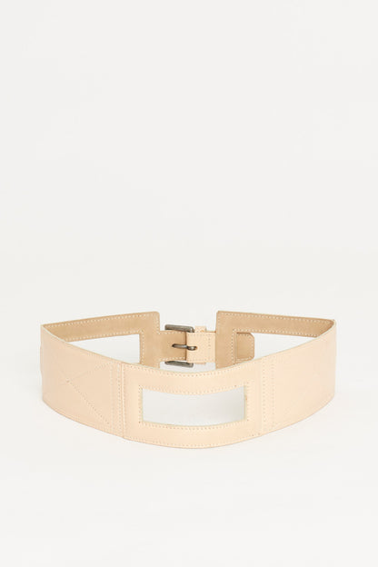 Nude Leather Rectangle Cut Out Preowned Belt