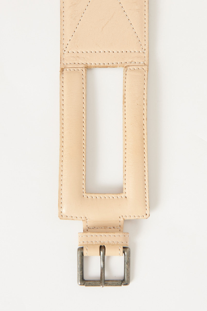 Nude Leather Rectangle Cut Out Preowned Belt