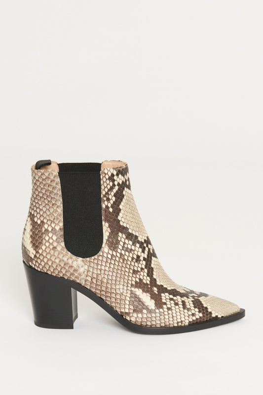 Natural Python Skin Leather Romney Preowned Ankle Boots