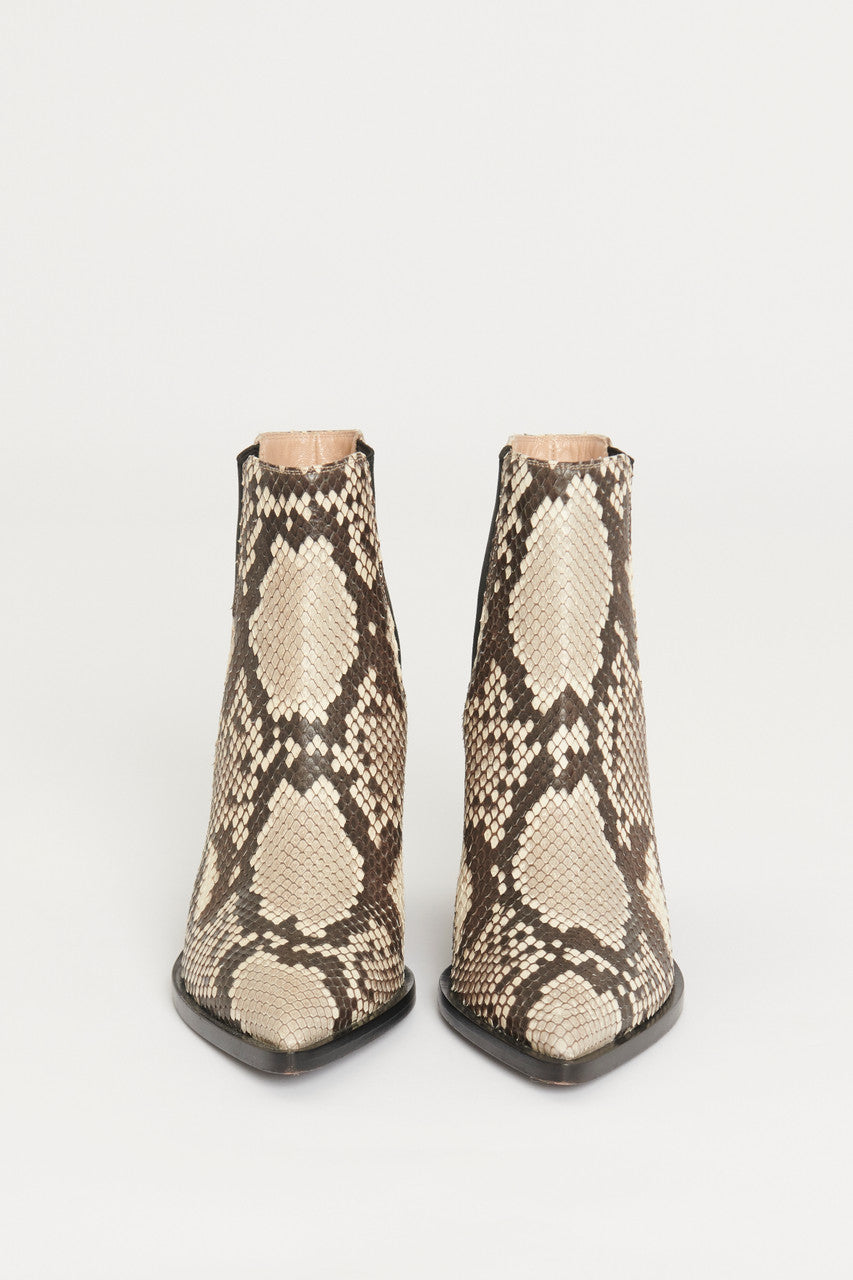 Natural Python Skin Leather Romney Preowned Ankle Boots