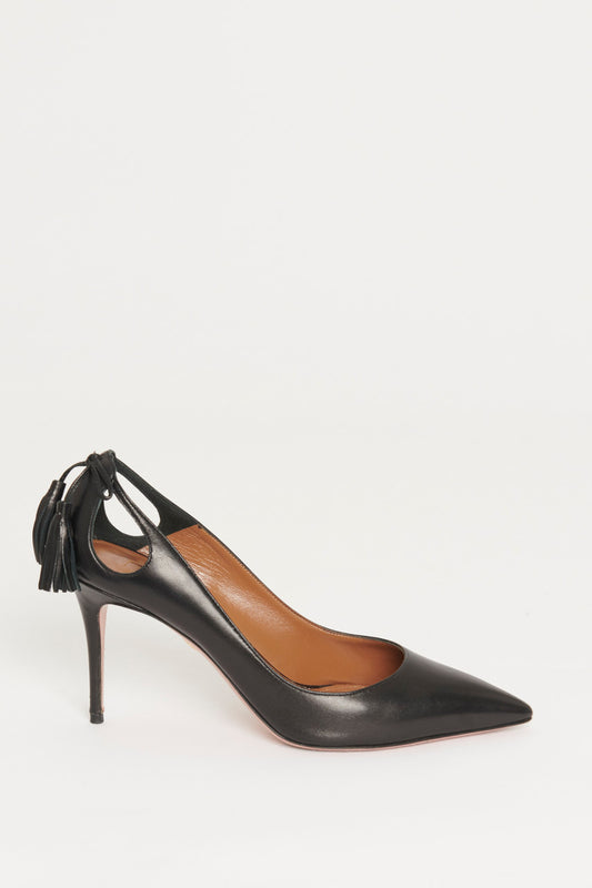 Black Leather Forever Marilyn Preowned Heels