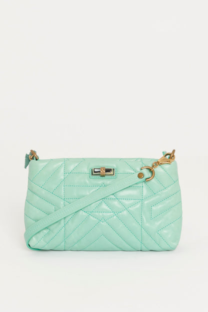Aquamarine Quilted Preowned Crossbody Bag