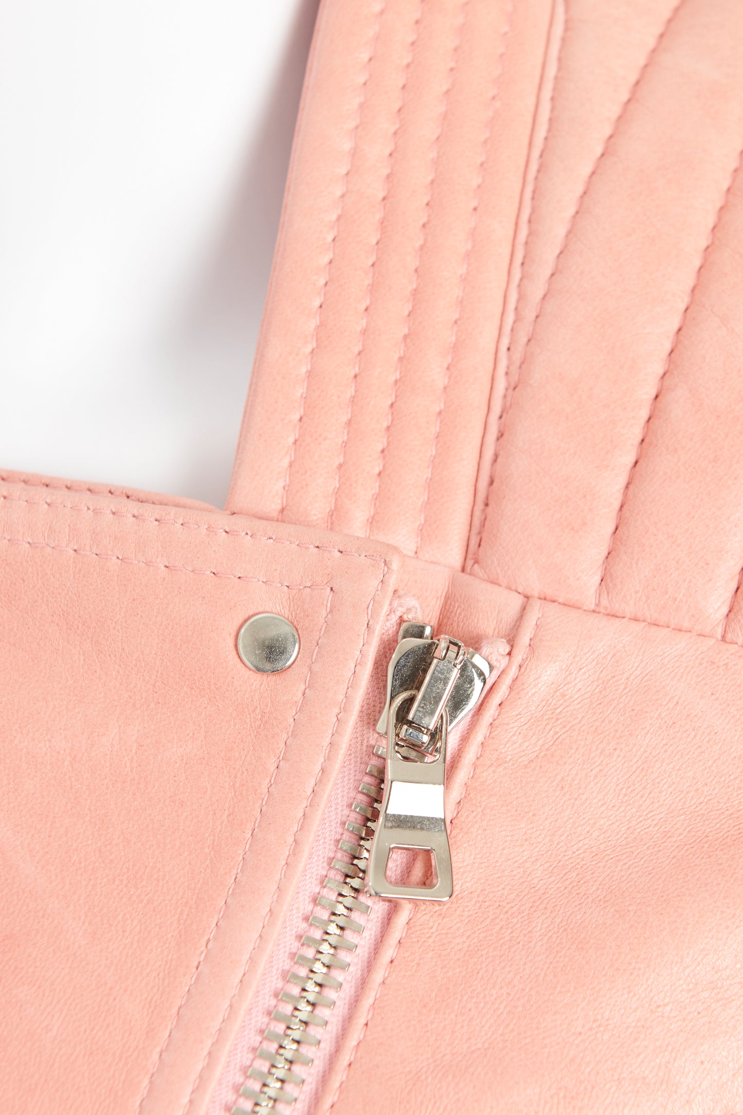 Salmon Pink Quilted Leather Preowned Biker Jacket