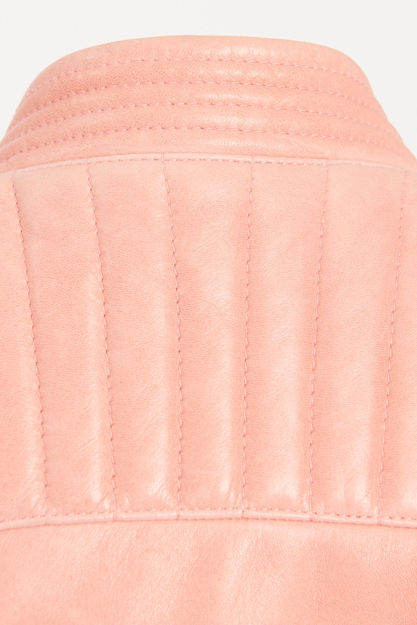 Salmon Pink Quilted Leather Preowned Biker Jacket