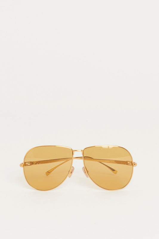 Yellow Gold FF0437/S Preowned Aviator Sunglasses