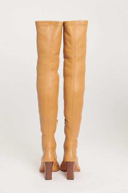 S/S 2020 Camel Leather 90mm Preowned Thigh High Boots