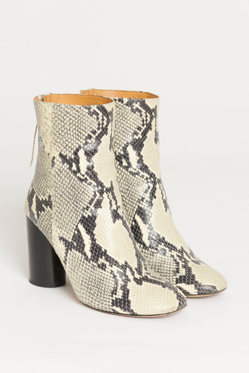 Snake print leather on sale boots