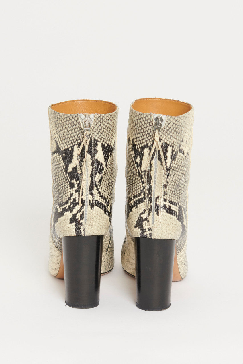 Snake print clearance leather booties