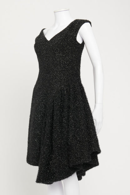 Black Tinsel Knitted Asymmetrical Preowned Dress