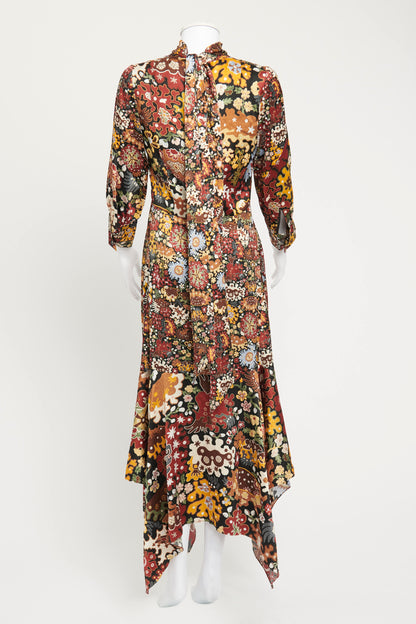 Floral Silk Empire Waist Preowned Maxi Dress