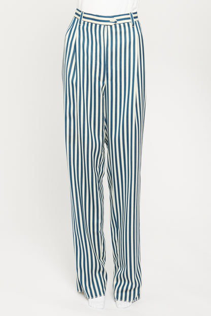 White and Blue Striped Trousers