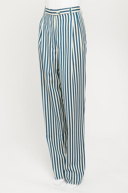 White and Blue Striped Trousers