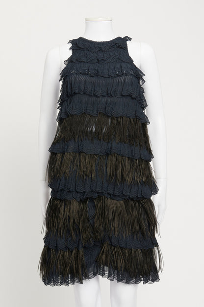 F/W 2011 Navy Tiered Ostrich Feather Two Piece