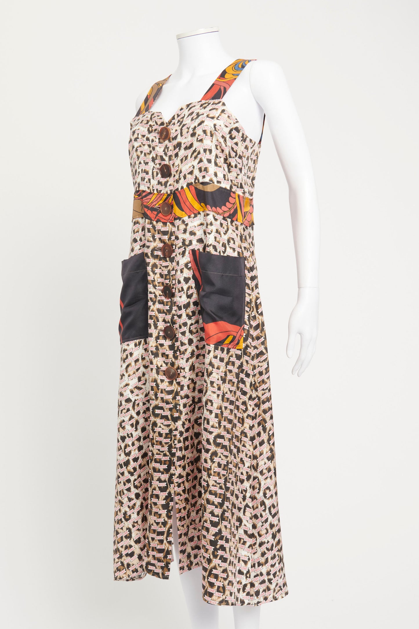 Leopard Print Silk Preowned Midi Dress