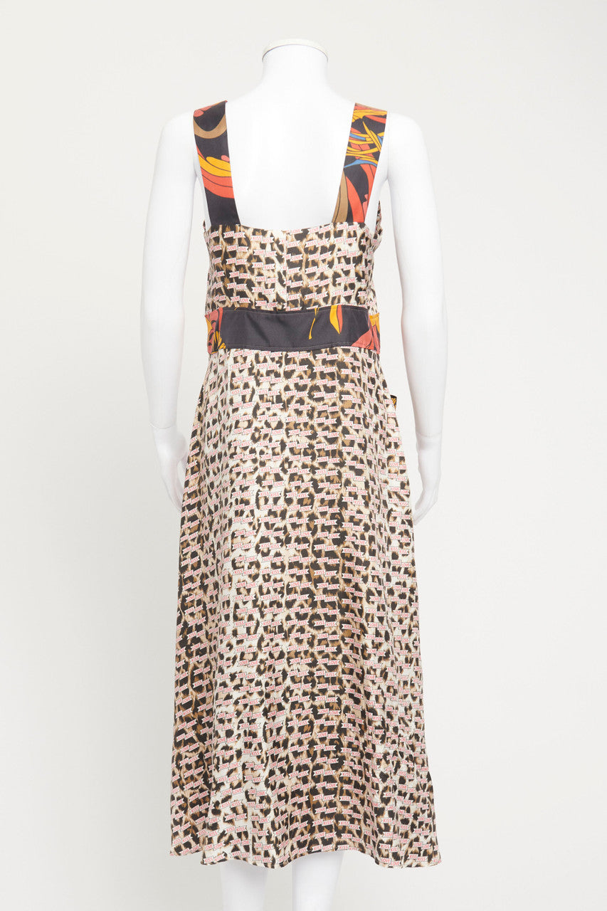 Leopard Print Silk Preowned Midi Dress