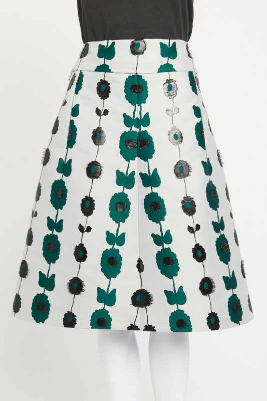 Duck Egg Blue Floral Preowned Skirt