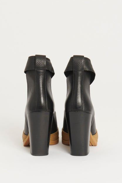 Pre-Fall 2014 Black Leather Ankle Tie Platform Heels