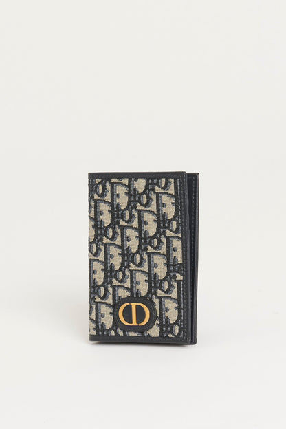 Blue Dior Oblique Jacquard 30 Montaigne Preowned Passport Holder