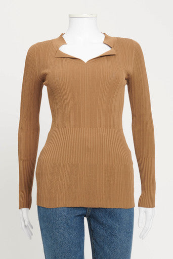Brown Ribbed Sora Preowned Top