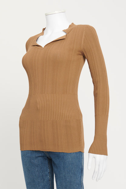 Brown Ribbed Sora Preowned Top