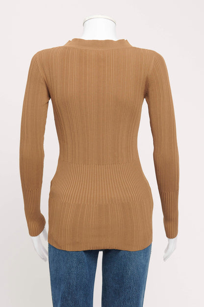 Brown Ribbed Sora Preowned Top
