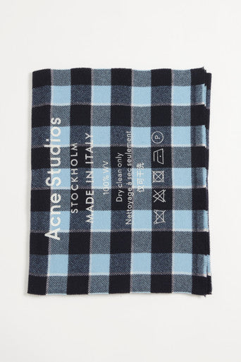 Blue Wool Cassiar Check Preowned Scarf