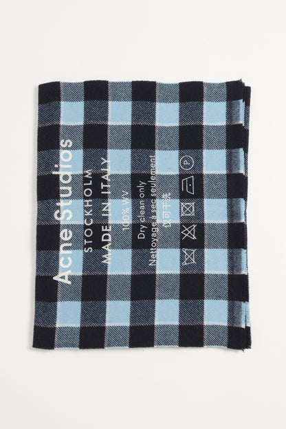 Blue Wool Cassiar Check Preowned Scarf