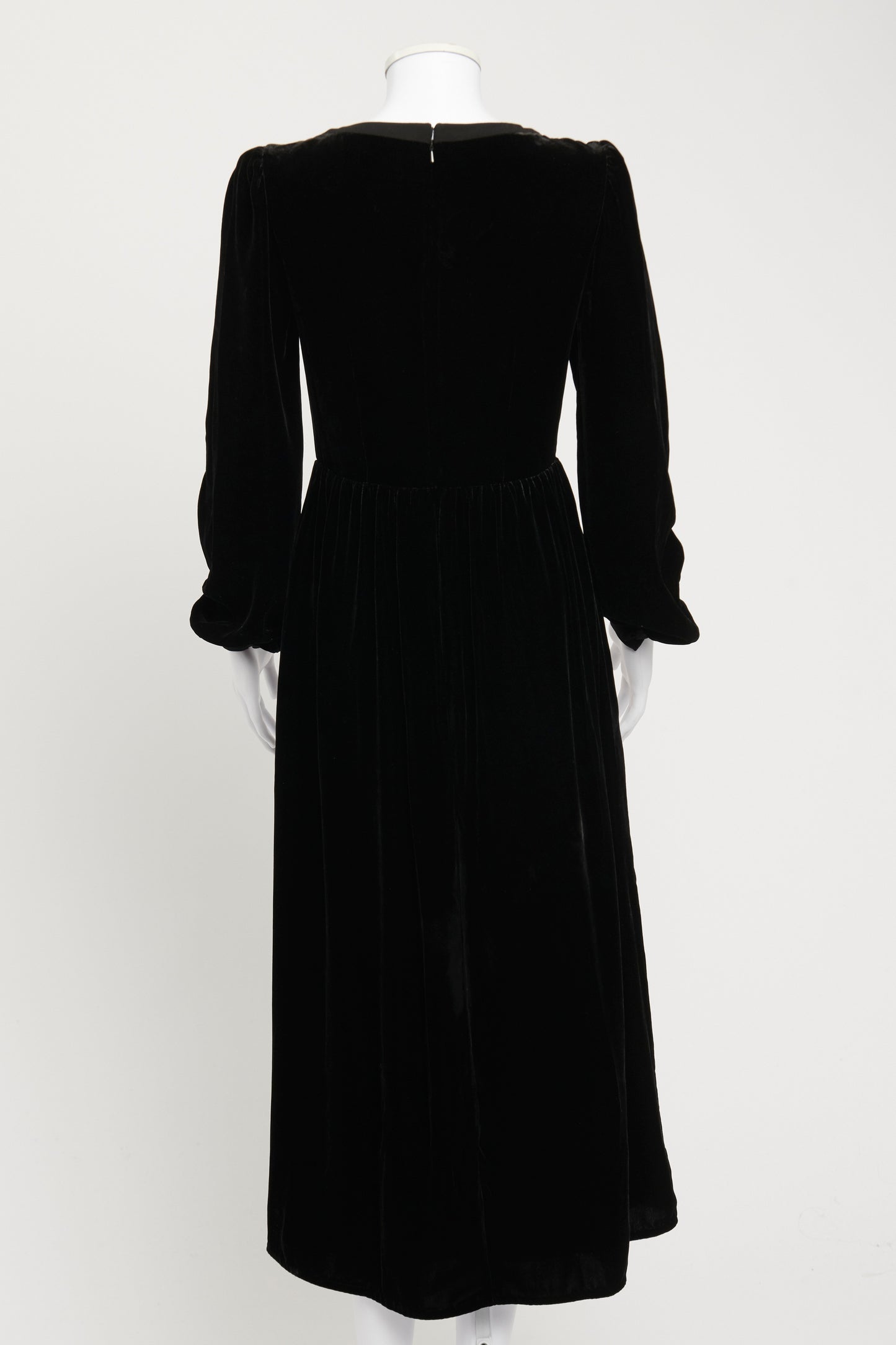 Black Camille Bow-Embellished Velvet Preowned Midi Dress