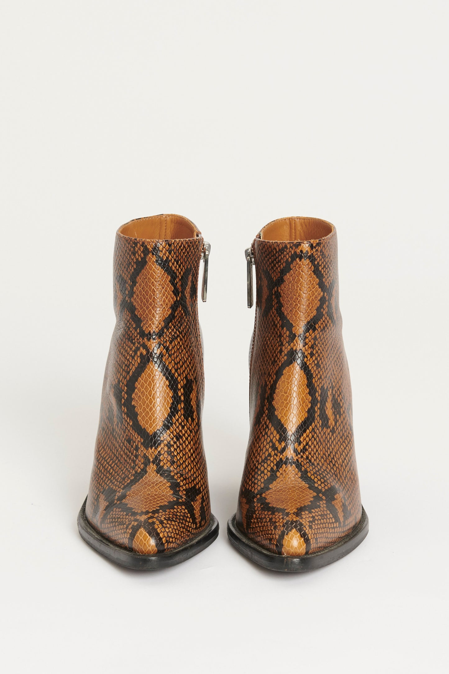Brown Snake Print Preowned Western Boots