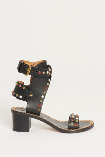 Black Leather Cabahcon Jaeryn Preowned Sandals