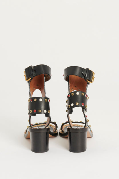 Black Leather Cabahcon Jaeryn Preowned Sandals